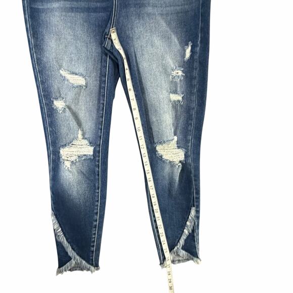 KanCan Kurvy Ultra High Ankle Jean Womens 28 Blue Split Frayed Hem Distressed - Picture 11 of 16